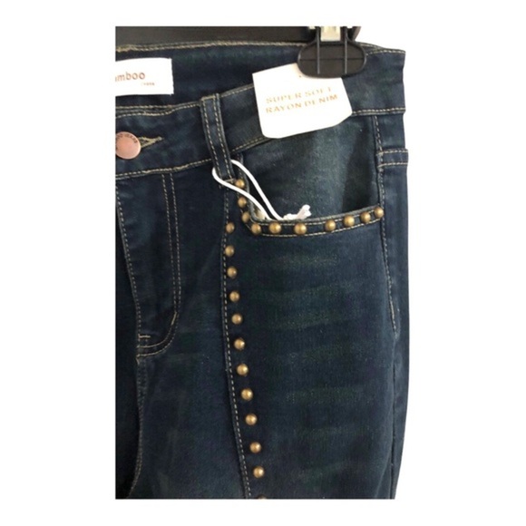 Studded flare bell bottom lainie wilson style dark indigo wash jeans size 11 new - Picture 16 of 16